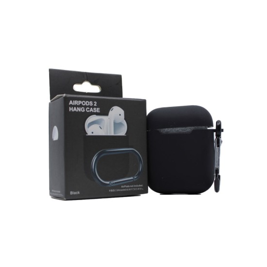 CAPA DE SILICONE COM CHAVEIRO PRETO PARA APPLE AIRPODS 2